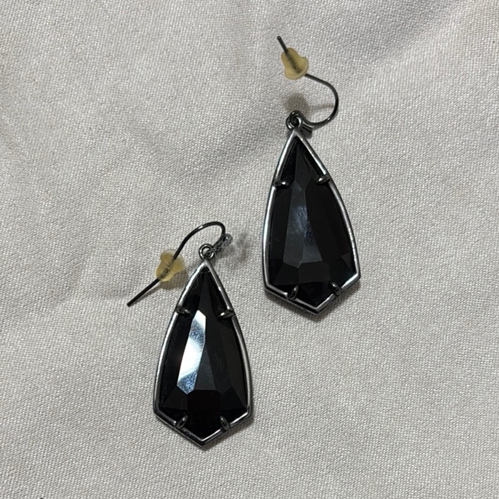 Kendra Scott Black Earrings Faceted Drop Design